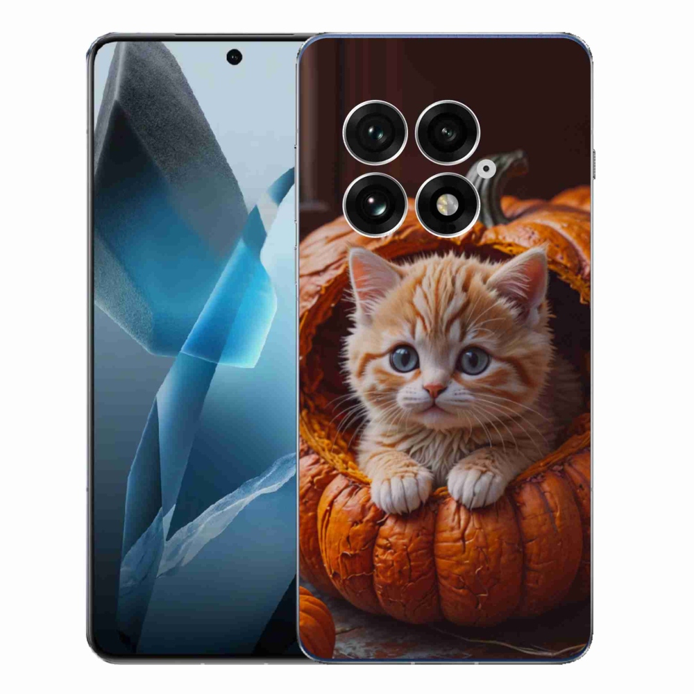 Gélový kryt mmCase na One Plus 13 - mačiatko a tekvica 2