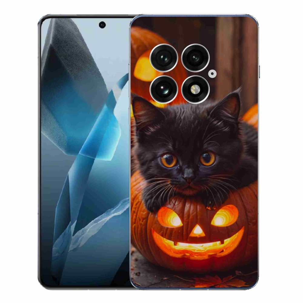 Gélový kryt mmCase na One Plus 13 - mačiatko a tekvica