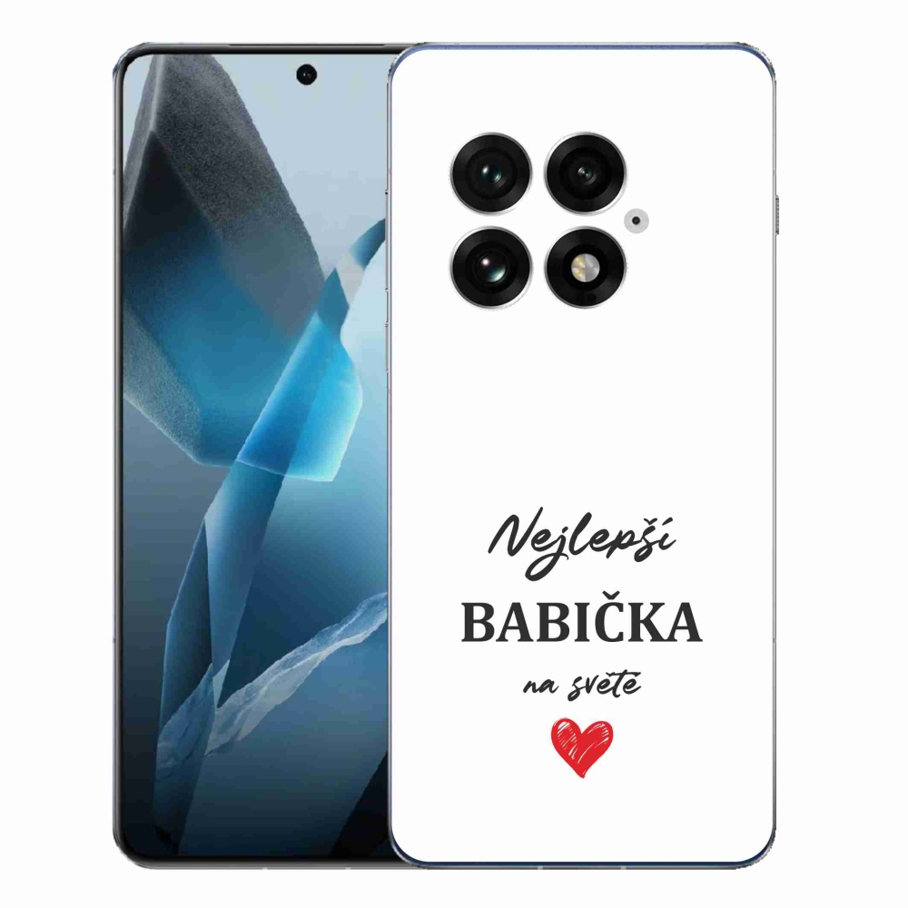 Gélový kryt mmCase na One Plus 13 - najlepšia babička 1 biele pozadie