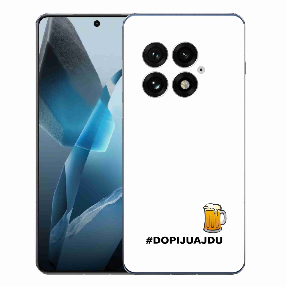 Gélový kryt mmCase na One Plus 13 - pivný motív 1 biele pozadie