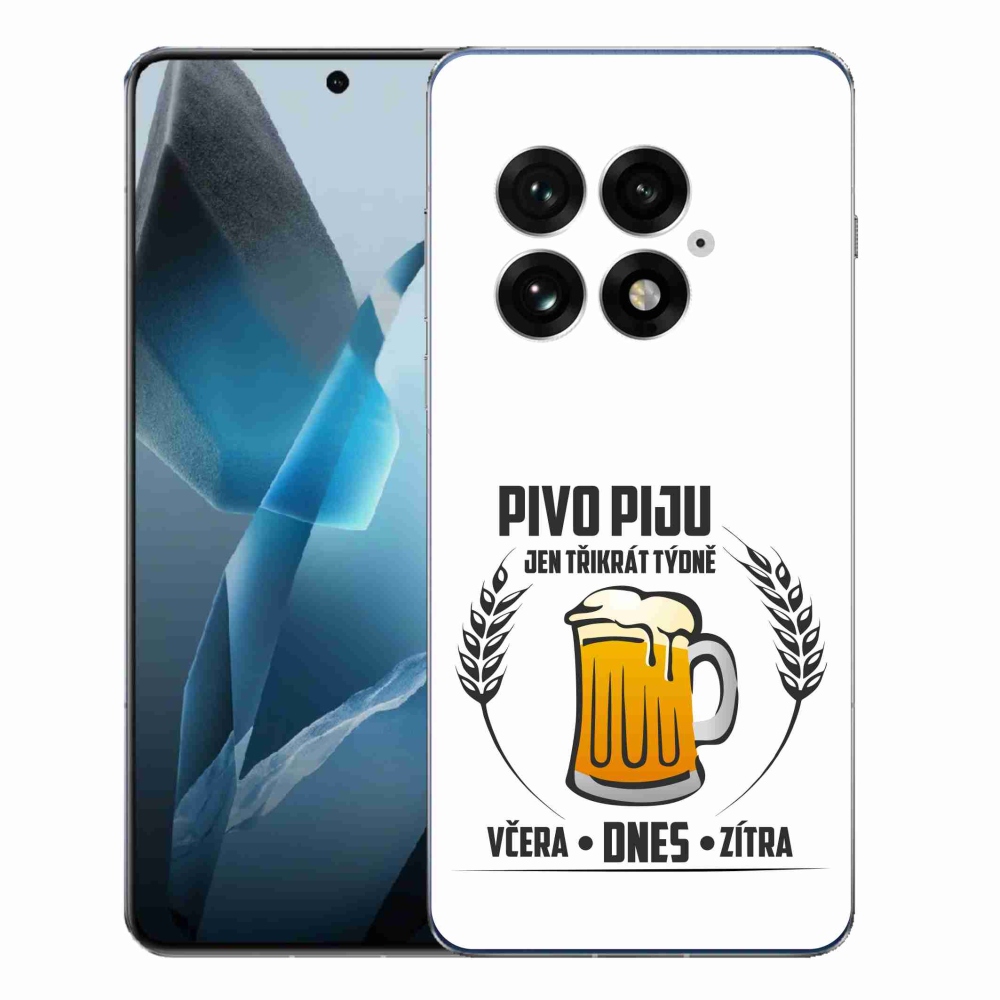 Gélový kryt mmCase na One Plus 13 - pivný motív biele pozadie