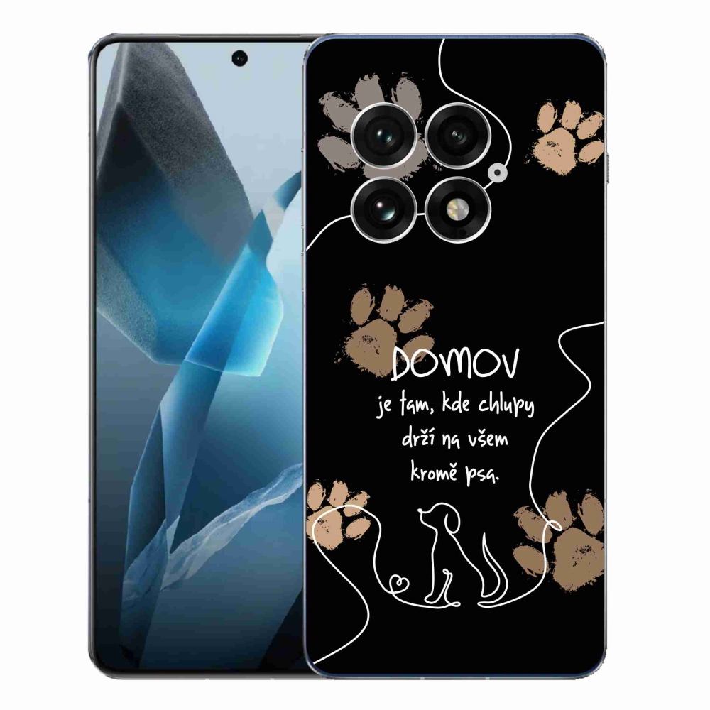 Gélový kryt mmCase na One Plus 13 - psí motív čierne pozadie