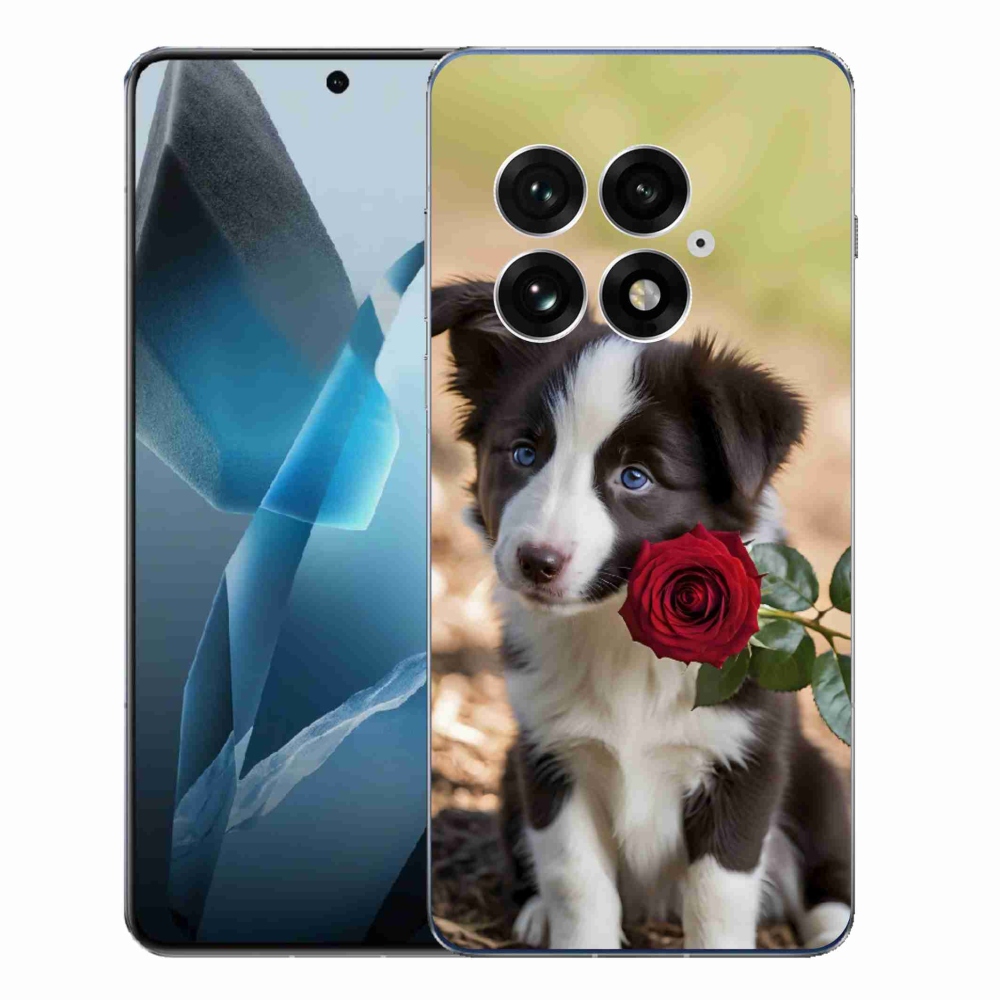 Gélový kryt mmCase na One Plus 13 - roztomilá border kólia s ružou