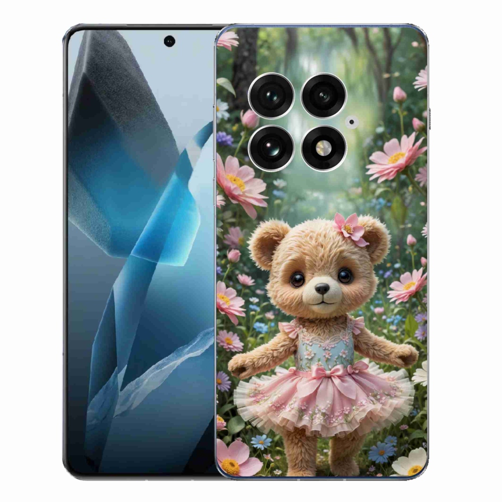 Gélový kryt mmCase na One Plus 13 - roztomilý medvedík v kvetoch