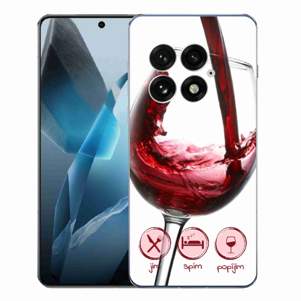 Gélový kryt mmCase na One Plus 13 - pohár vína červené