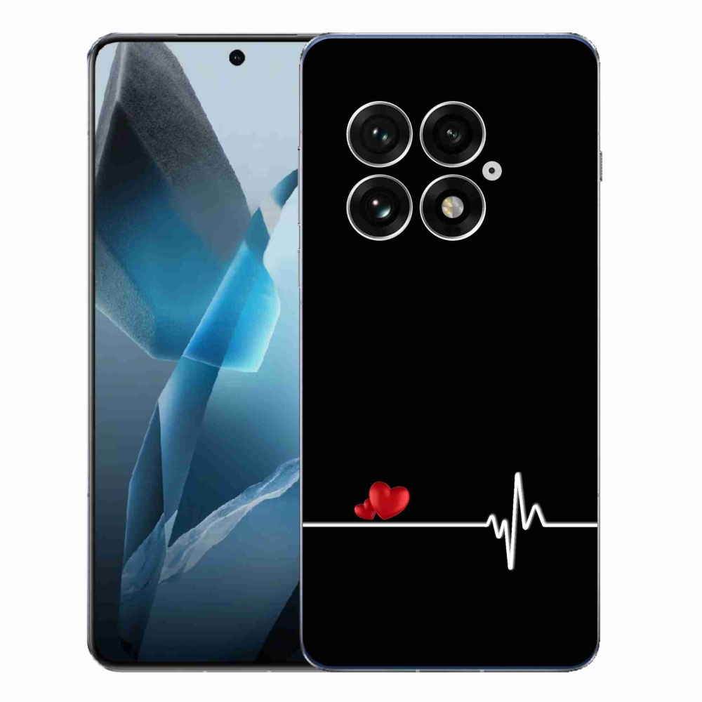 Gélový kryt mmCase na One Plus 13 - srdce a tep čierne pozadie