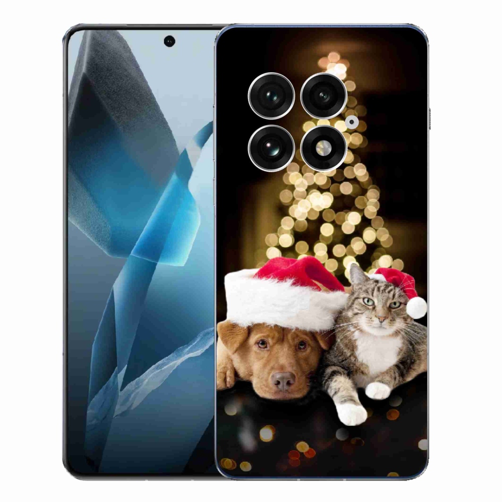 Gélový kryt mmCase na One Plus 13 - vianočný pes a mačka
