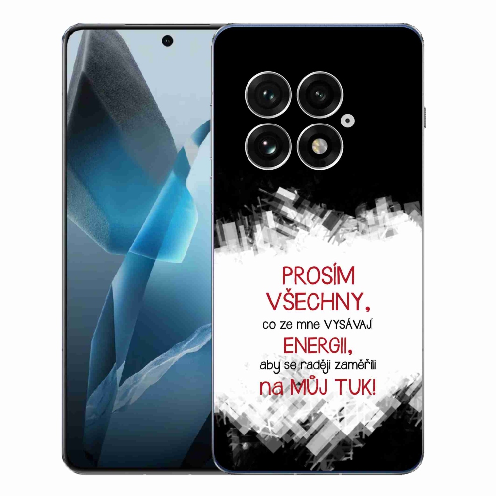 Gélový kryt mmCase na One Plus 13 - vtipný text 1 červený