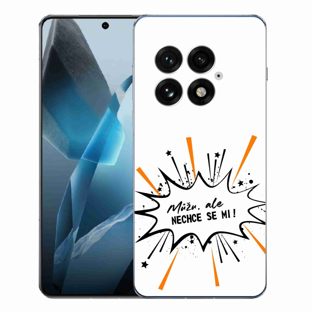 Gélový kryt mmCase na One Plus 13 - vtipný text 11 biele pozadie