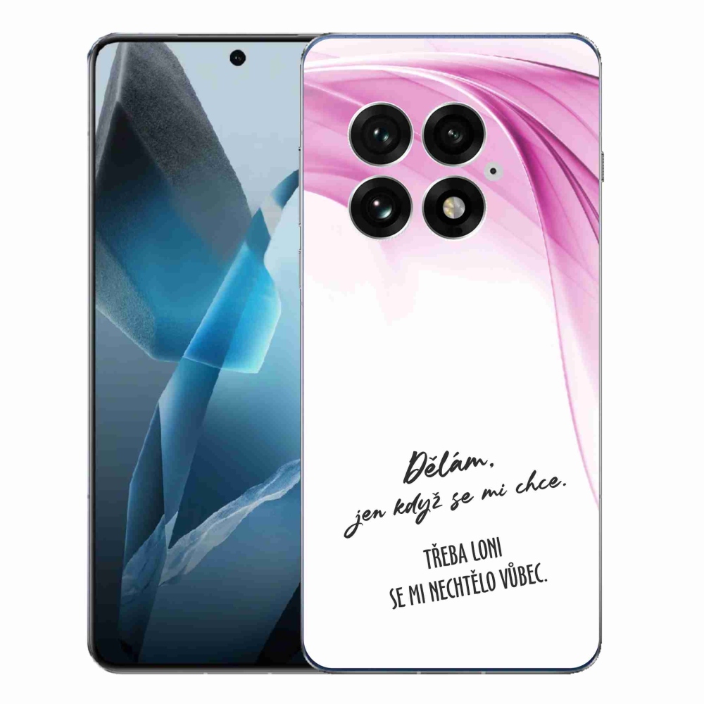 Gélový kryt mmCase na One Plus 13 - vtipný text 12 biele pozadie