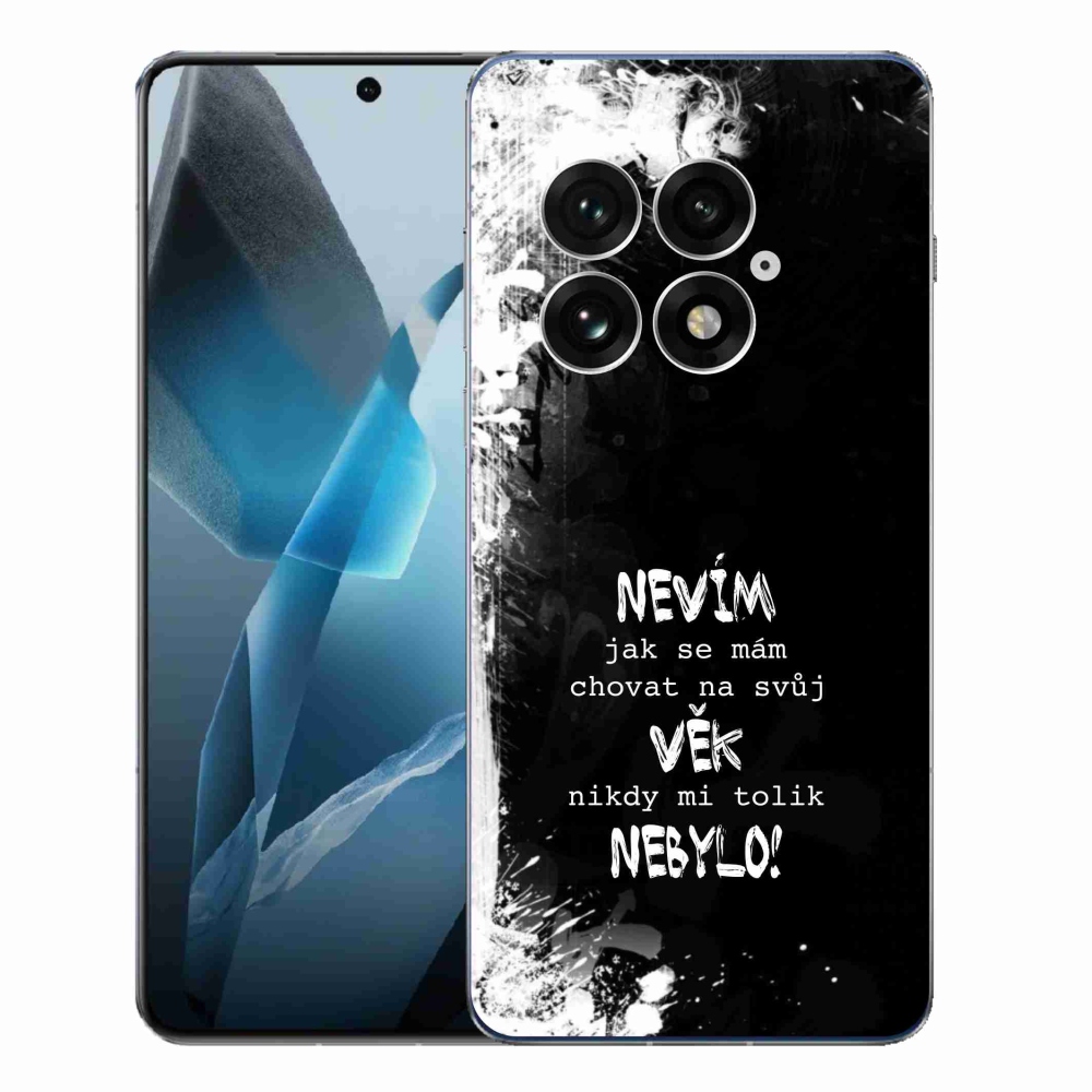 Gélový kryt mmCase na One Plus 13 - vtipný text 14 čierne pozadie
