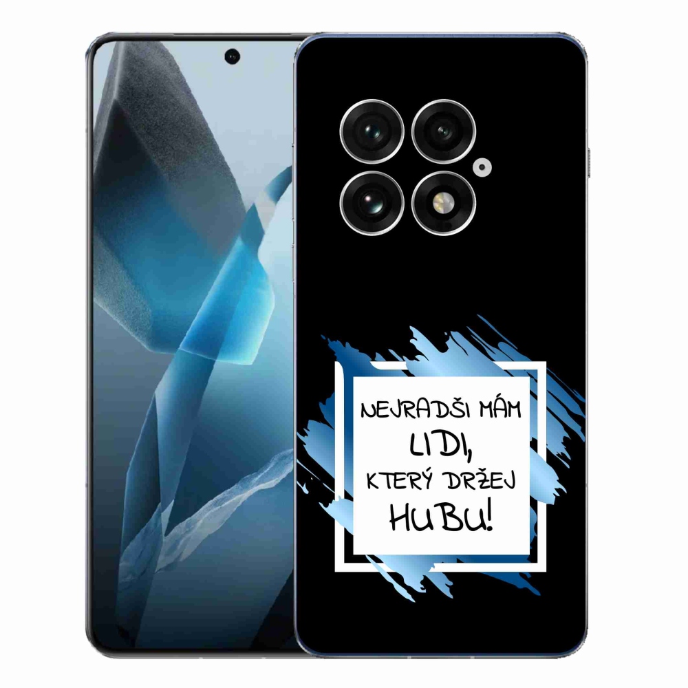 Gélový kryt mmCase na One Plus 13 - vtipný text 7 bieločierne pozadie