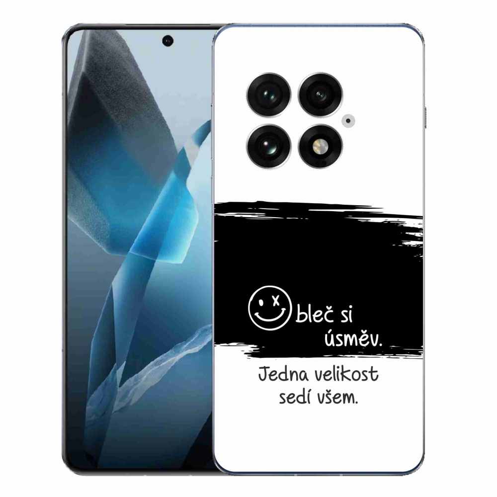 Gélový kryt mmCase na One Plus 13 - vtipný text 8 čiernobiele pozadie