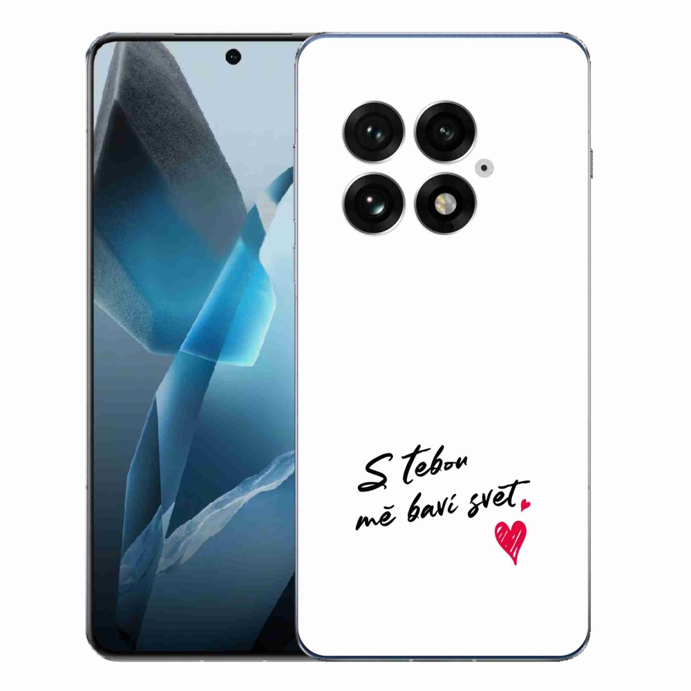 Gélový kryt mmCase na One Plus 13 - zamilovaný text 1 biele pozadie