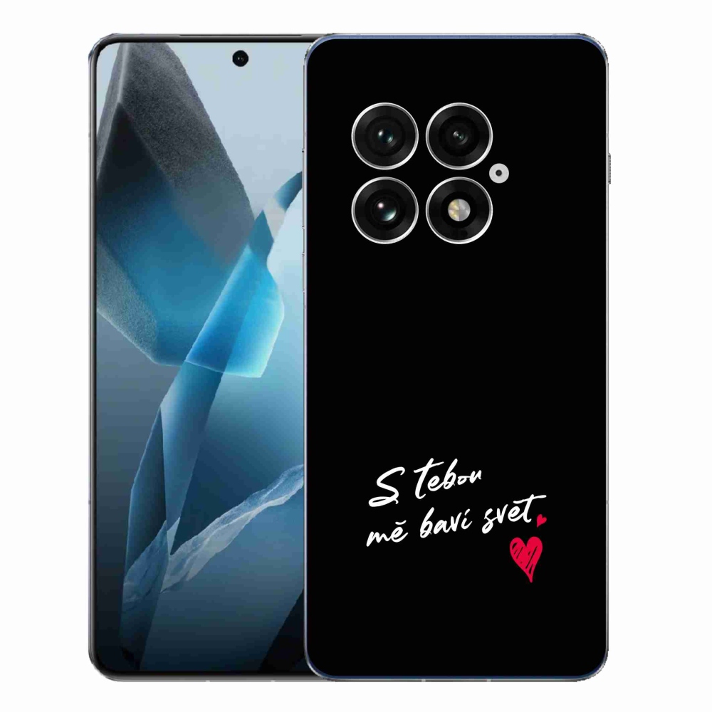 Gélový kryt mmCase na One Plus 13 - zamilovaný text 1 čierne pozadie