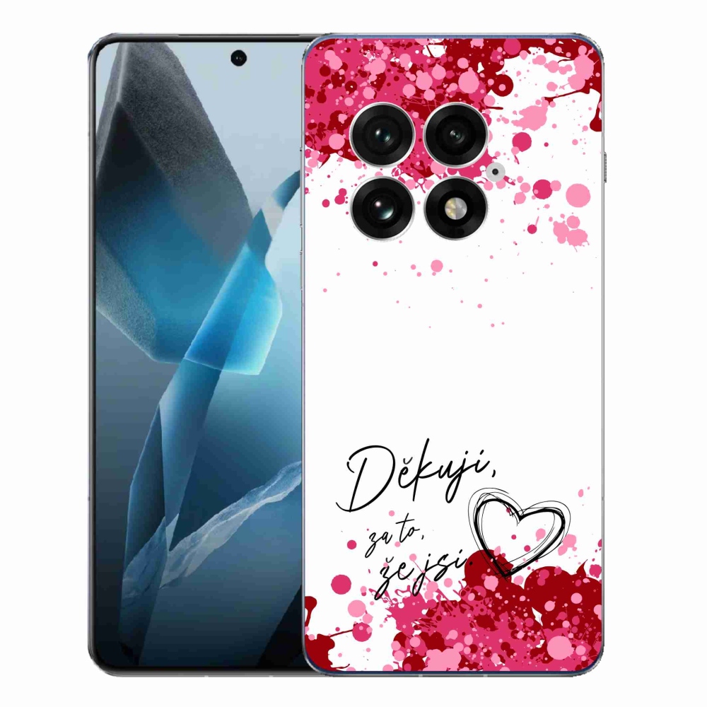 Gélový kryt mmCase na One Plus 13 - zamilovaný text 2 biele pozadie