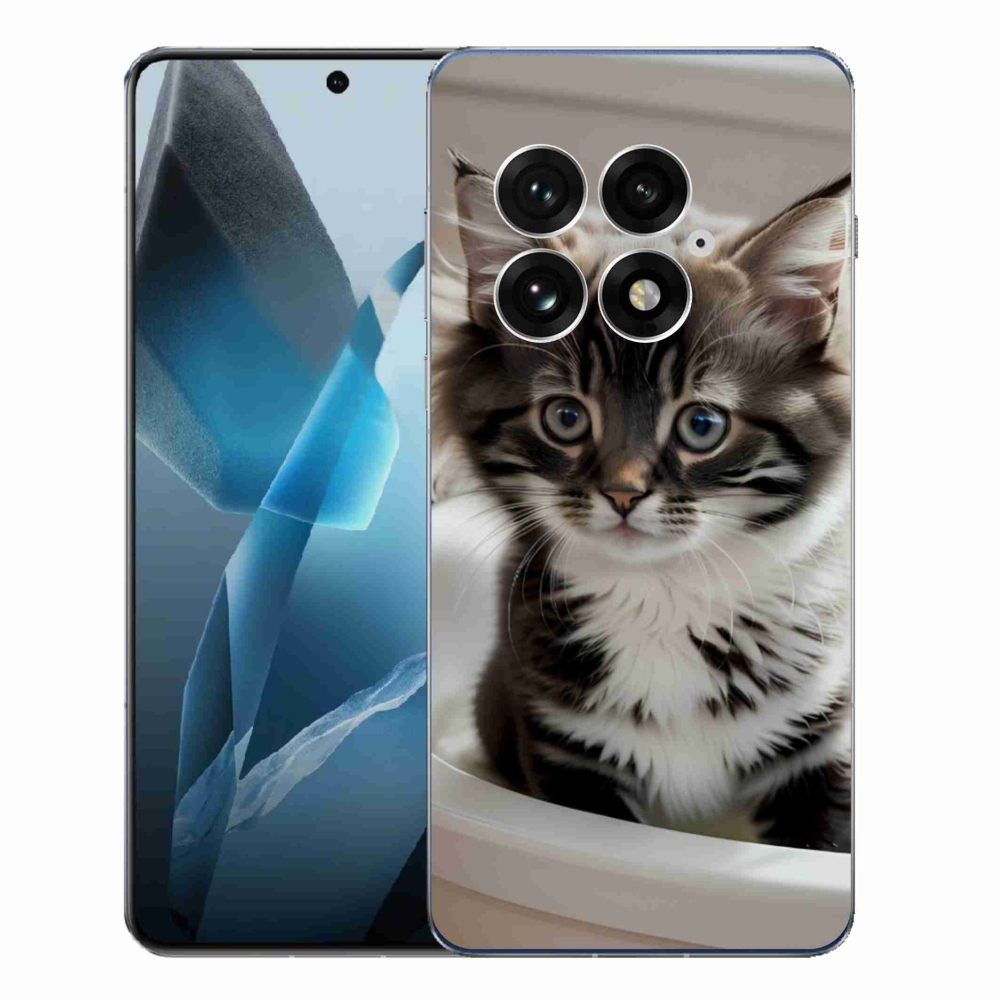 Gélový kryt mmCase na One Plus 13 - zvedavé mačiatko