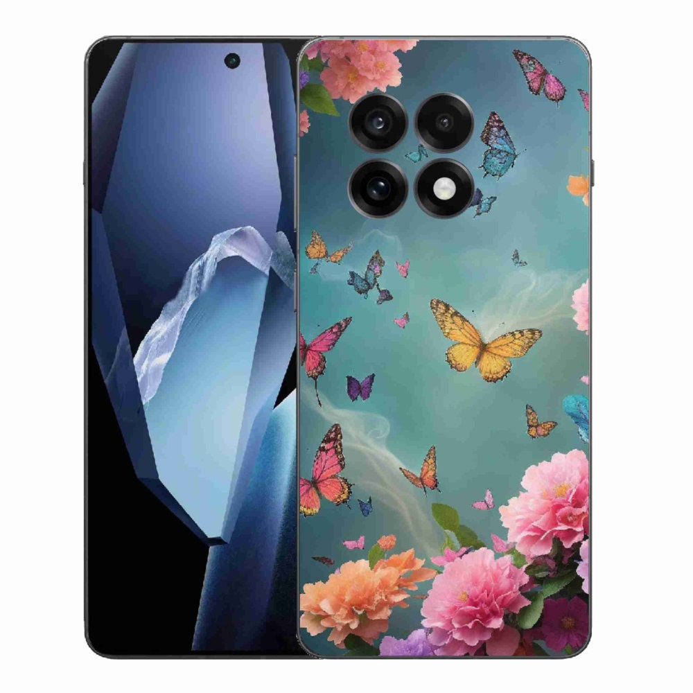 Gélový kryt mmCase na One Plus 13R - farebné kvety a motýle