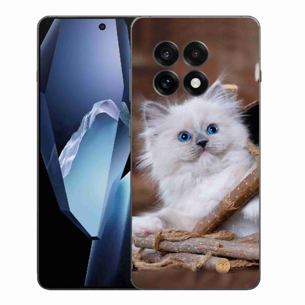 Gélový kryt mmCase na One Plus 13R - biele mačiatko