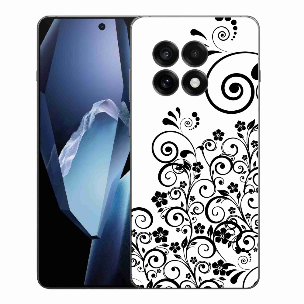 Gélový kryt mmCase na One Plus 13R - čiernobiele kvetinové vzory