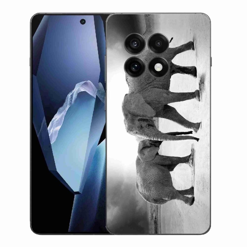 Gélový kryt mmCase na One Plus 13R - čiernobieli slony