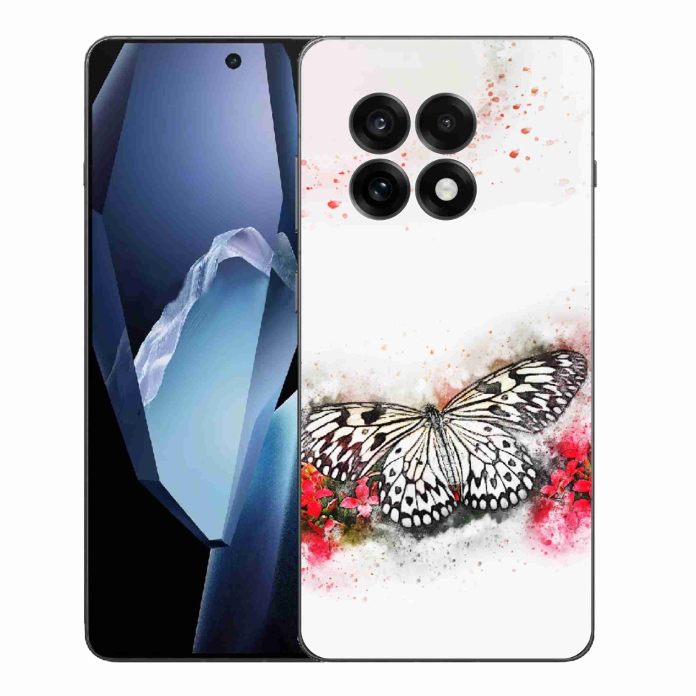 Gélový kryt mmCase na One Plus 13R - čiernobiely motýľ
