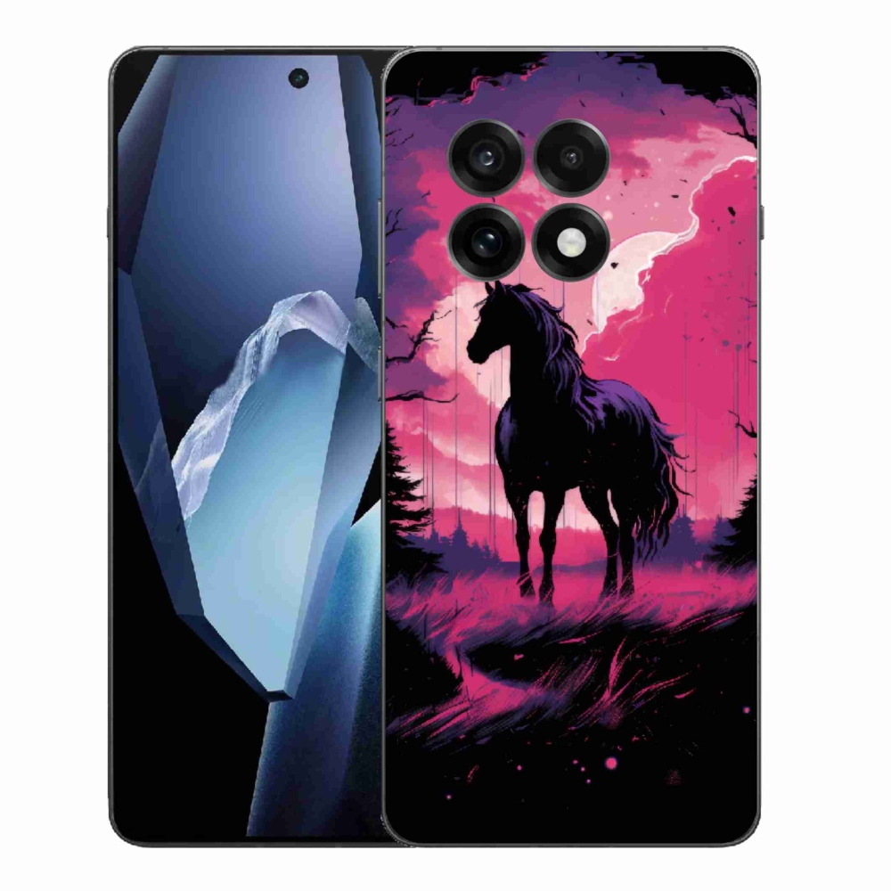 Gélový kryt mmCase na One Plus 13R - čierny kreslený kôň 1