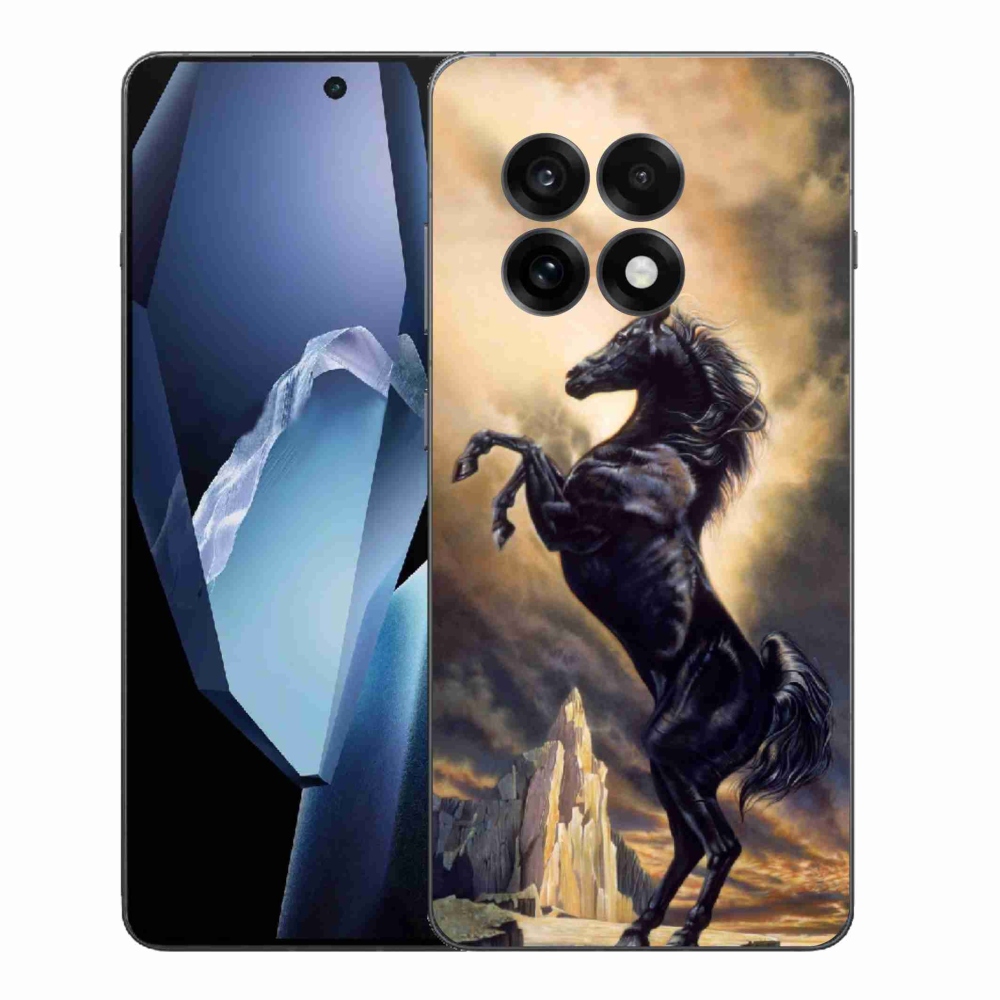 Gélový kryt mmCase na One Plus 13R - čierny kreslený kôň