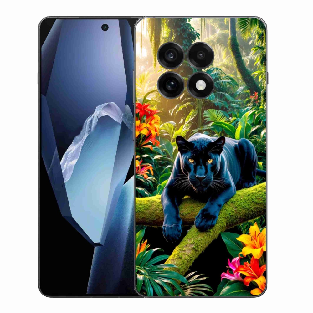 Gélový kryt mmCase na One Plus 13R - čierny panter v džungli