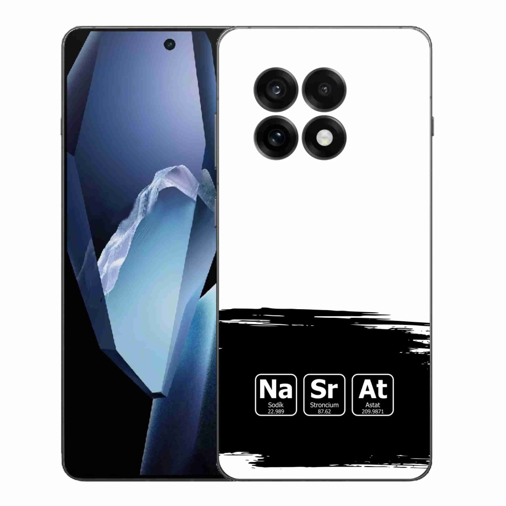 Gélový kryt mmCase na One Plus 13R - chemické prvky čiernobiele pozadie
