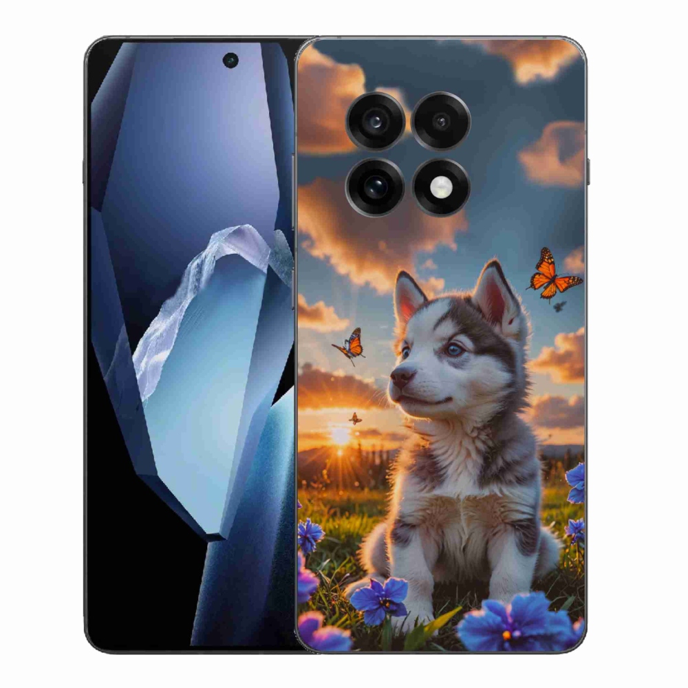 Gélový kryt mmCase na One Plus 13R - husky pri západe slnka
