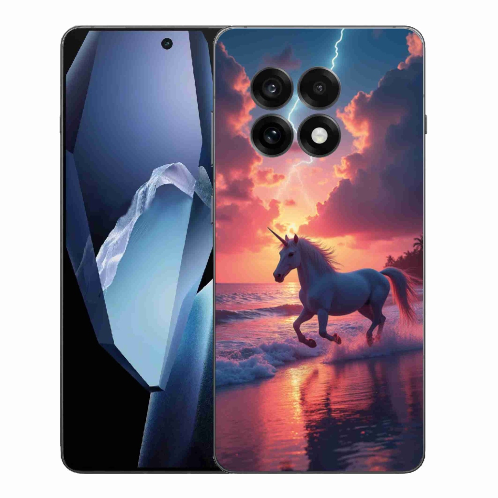 Gélový kryt mmCase na One Plus 13R - jednorožec na pláži