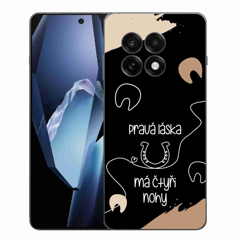 Gélový kryt mmCase na One Plus 13R - konský motív čierne pozadie