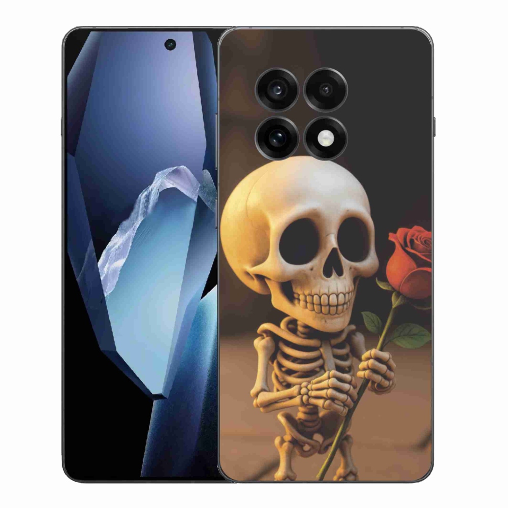 Gélový kryt mmCase na One Plus 13R - kostlivec s ružou