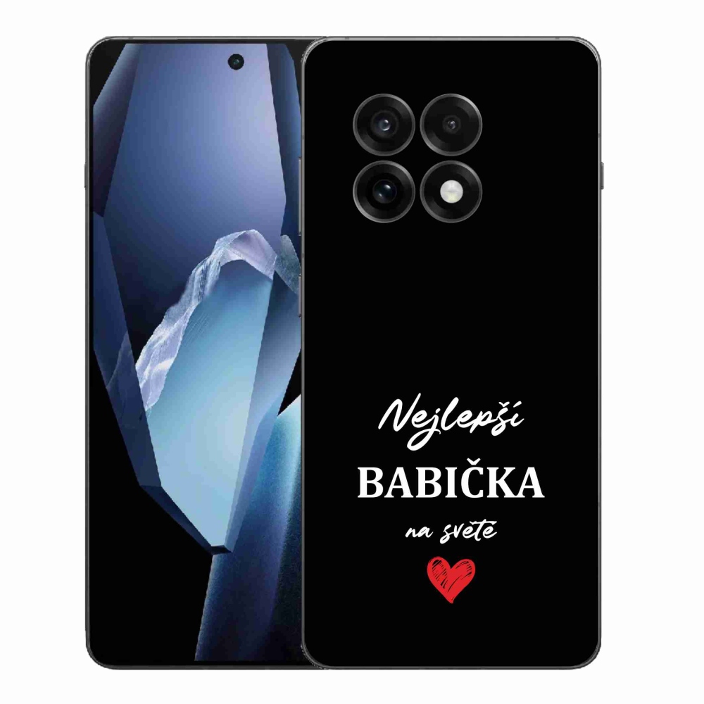 Gélový kryt mmCase na One Plus 13R - najlepšia babička 1 čierne pozadie