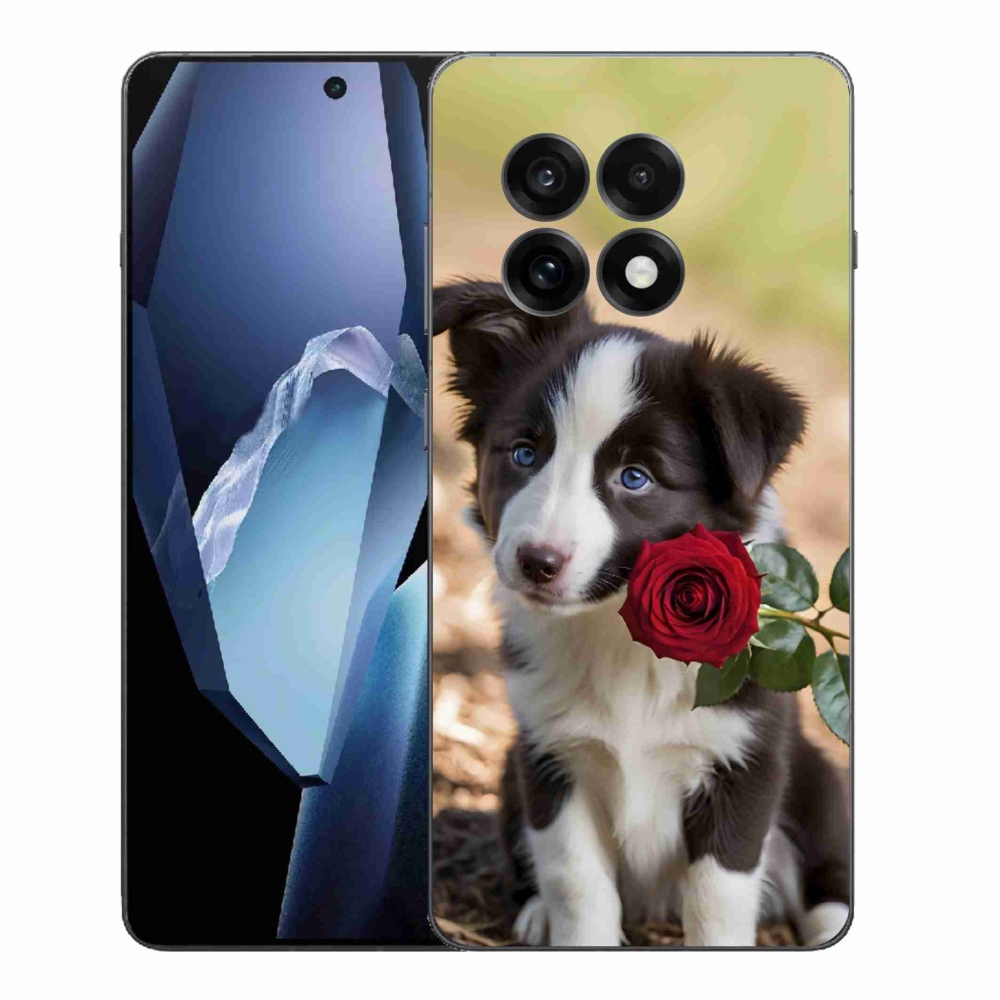Gélový kryt mmCase na One Plus 13R - roztomilá border kólia s ružou