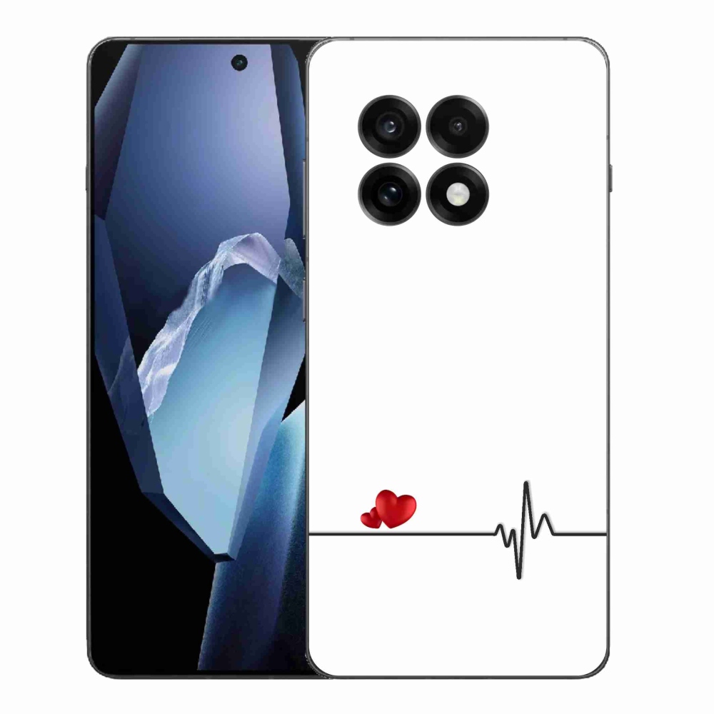 Gélový kryt mmCase na One Plus 13R - srdce a tep biele pozadie