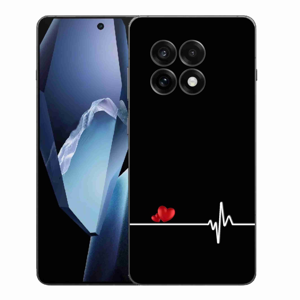Gélový kryt mmCase na One Plus 13R - srdce a tep čierne pozadie
