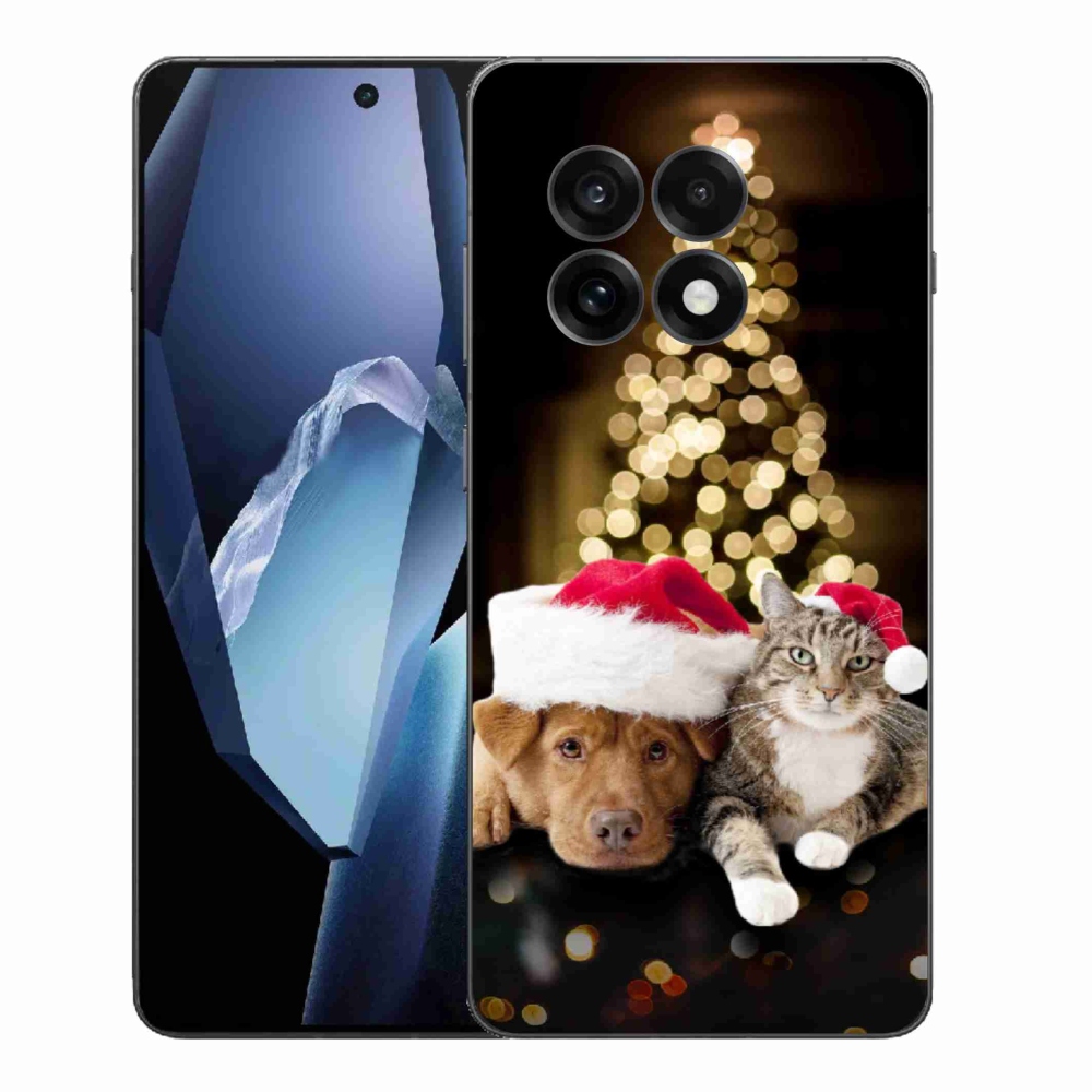 Gélový kryt mmCase na One Plus 13R - vianočný pes a mačka