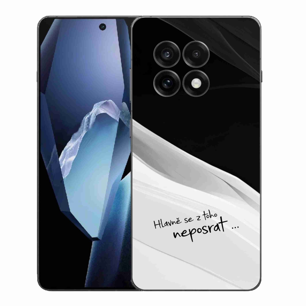 Gélový kryt mmCase na One Plus 13R - vtipný text 13 bieločierne pozadie