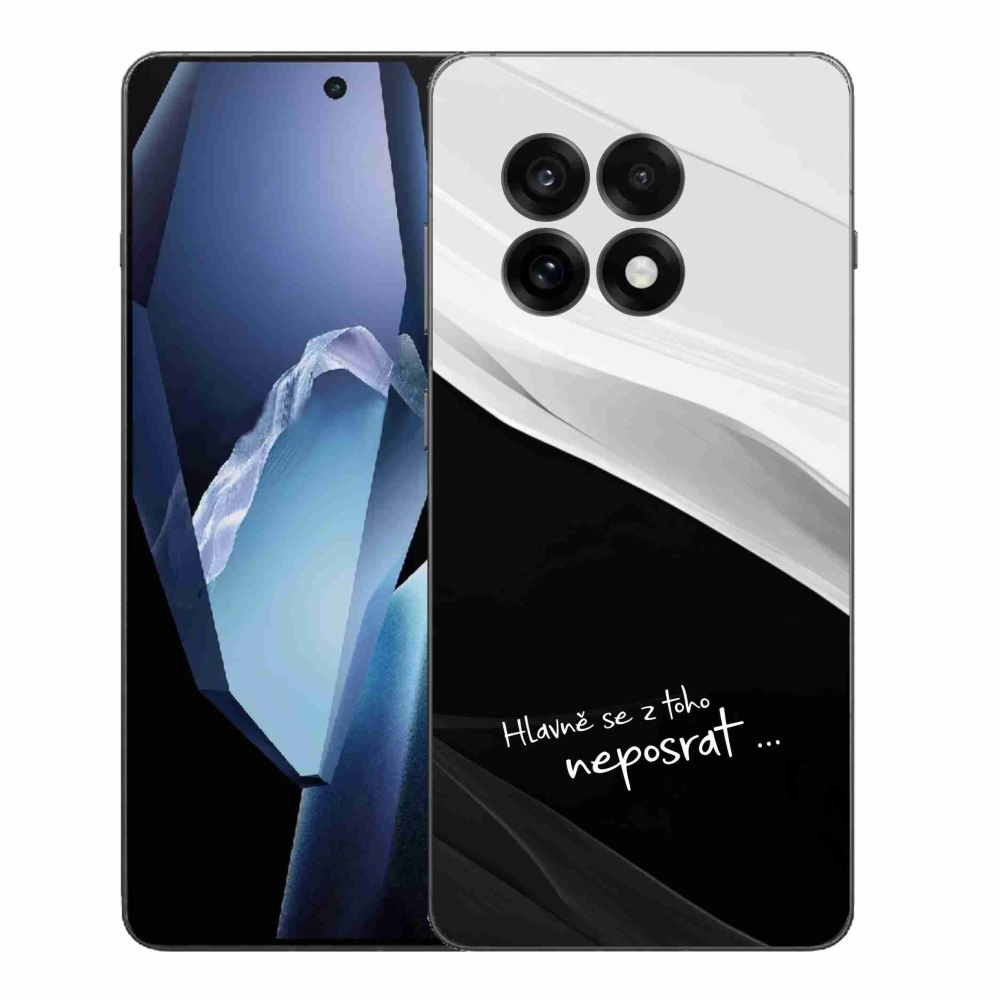 Gélový kryt mmCase na One Plus 13R - vtipný text 13 čiernobiele pozadie