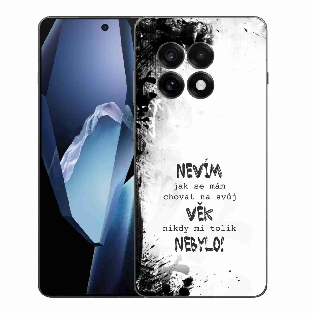 Gélový kryt mmCase na One Plus 13R - vtipný text 14 biele pozadie