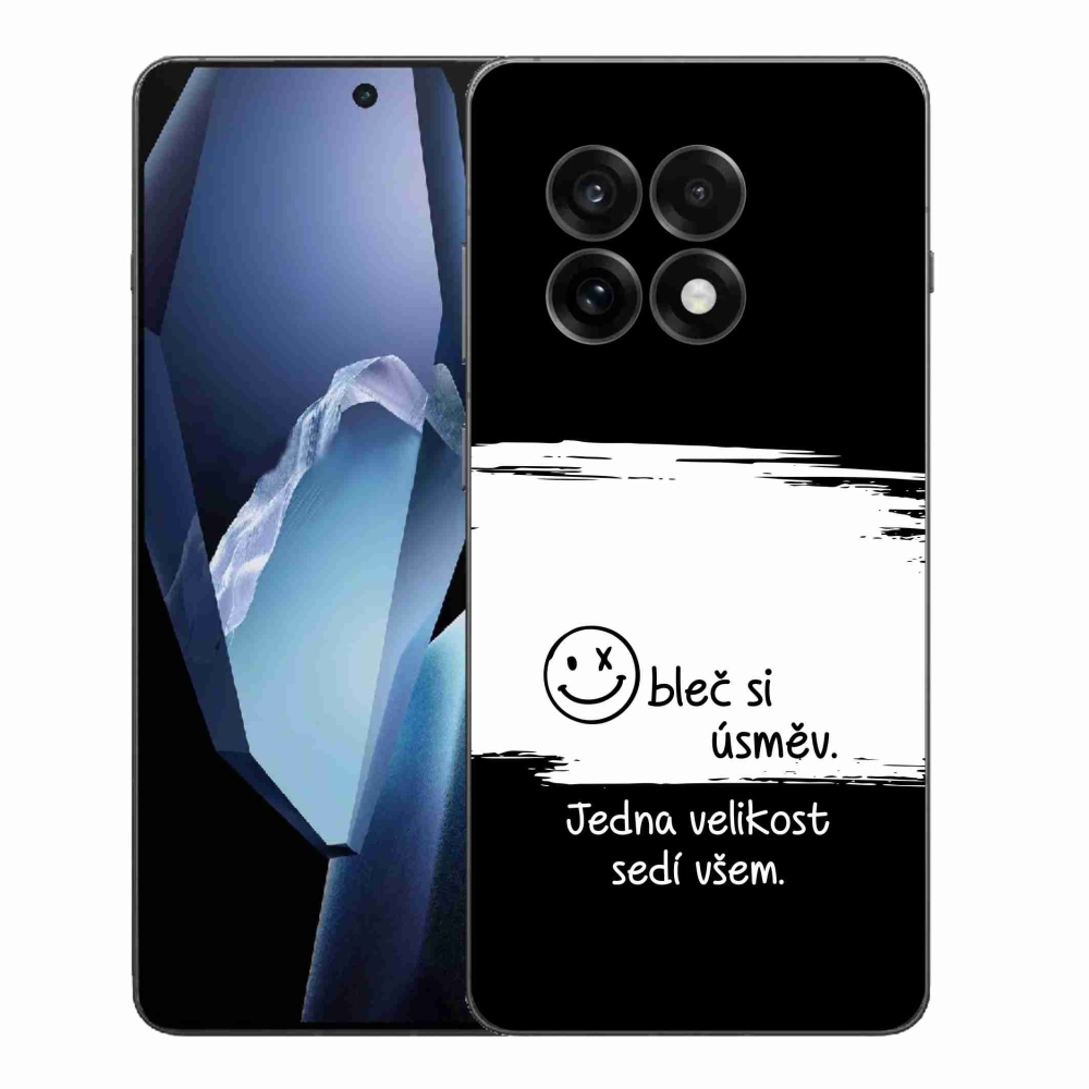 Gélový kryt mmCase na One Plus 13R - vtipný text 8 bieločierne pozadie