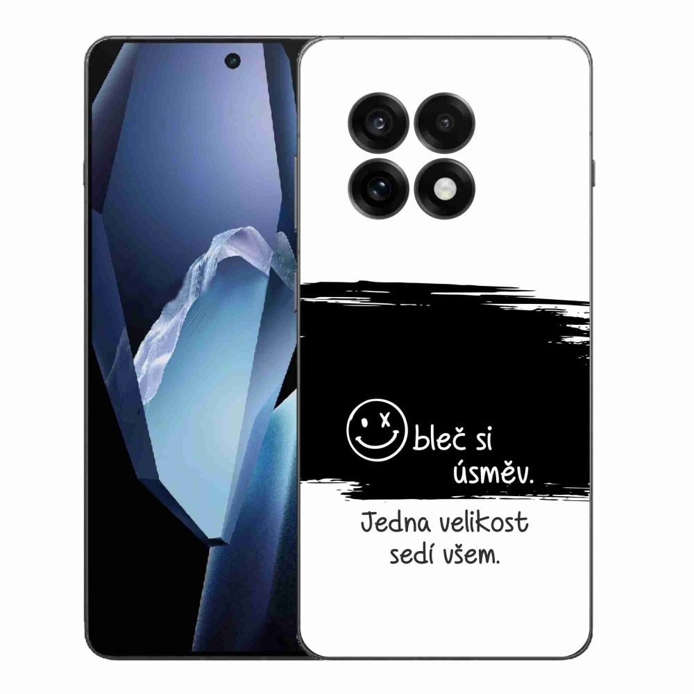 Gélový kryt mmCase na One Plus 13R - vtipný text 8 čiernobiele pozadie