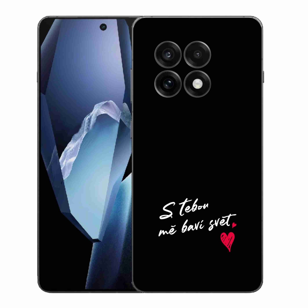 Gélový kryt mmCase na One Plus 13R - zamilovaný text 1 čierne pozadie