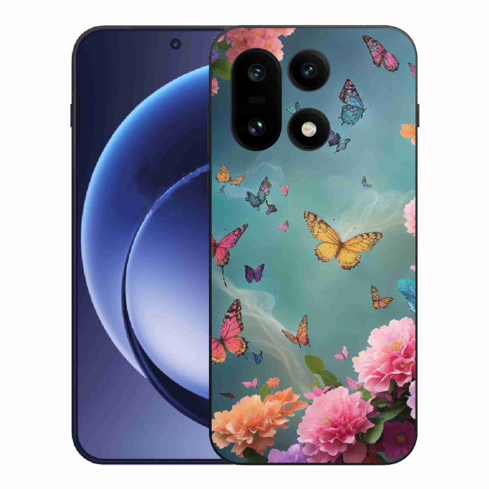 Gélový kryt mmCase na One Plus 15 - farebné kvety a motýle