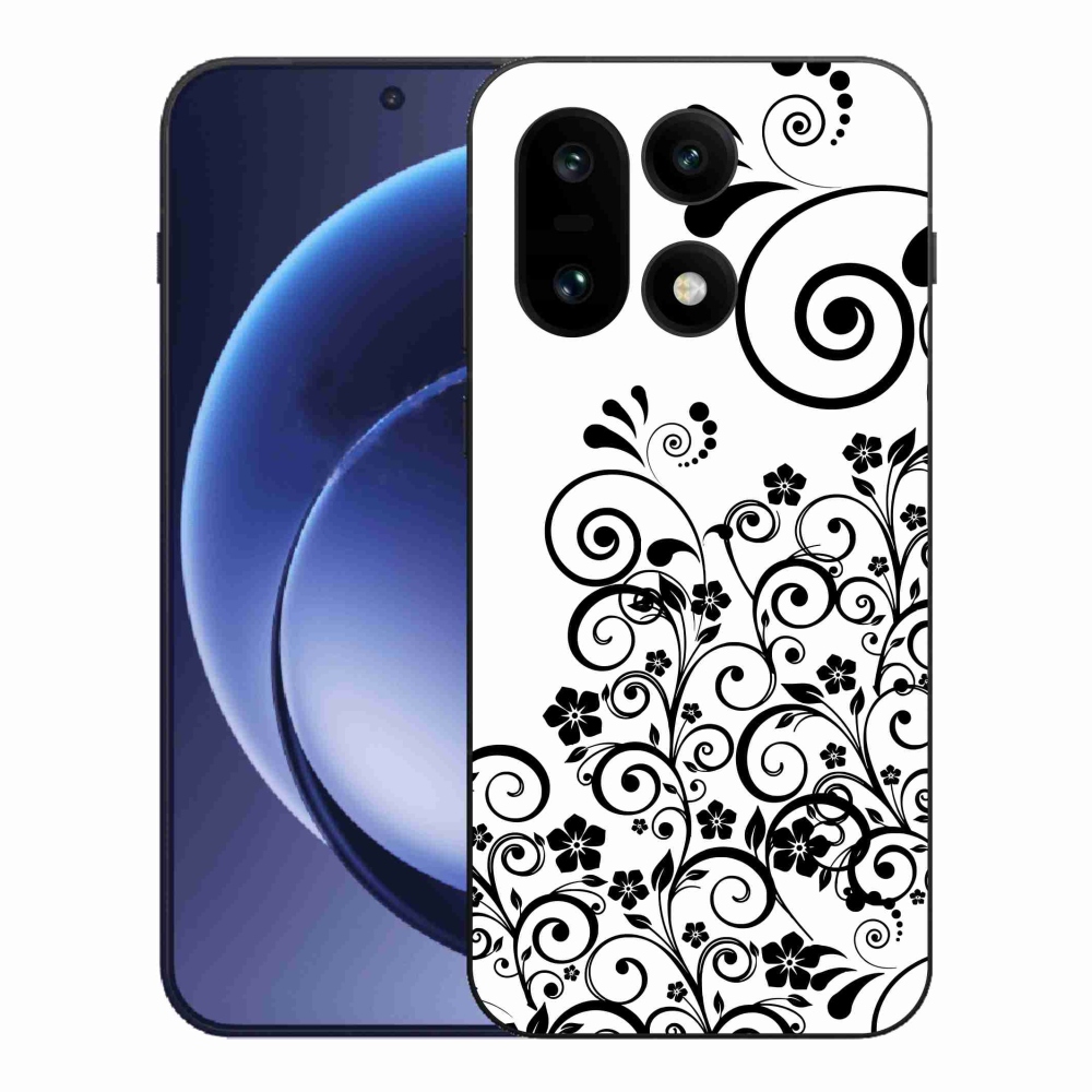 Gélový kryt mmCase na One Plus 15 - čiernobiele kvetinové vzory