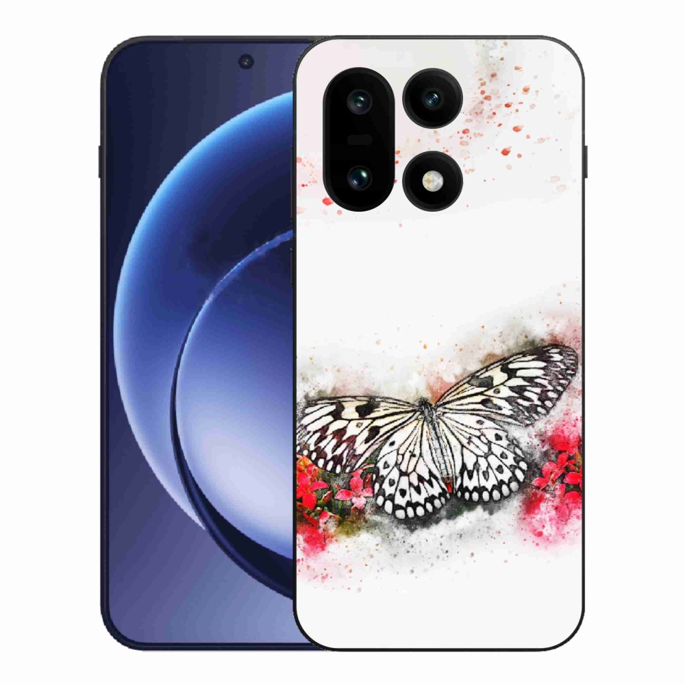 Gélový kryt mmCase na One Plus 15 - čiernobiely motýľ