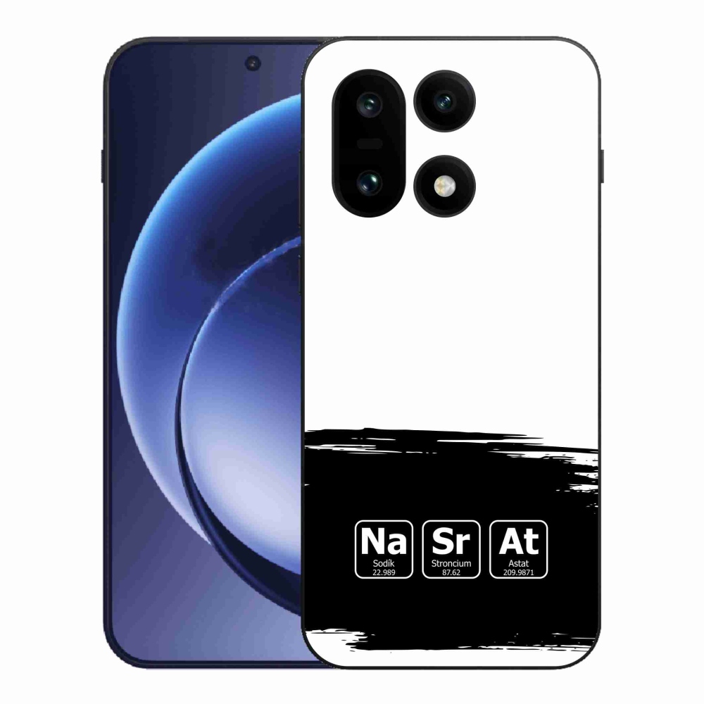 Gélový kryt mmCase na One Plus 15 - chemické prvky čiernobiele pozadie