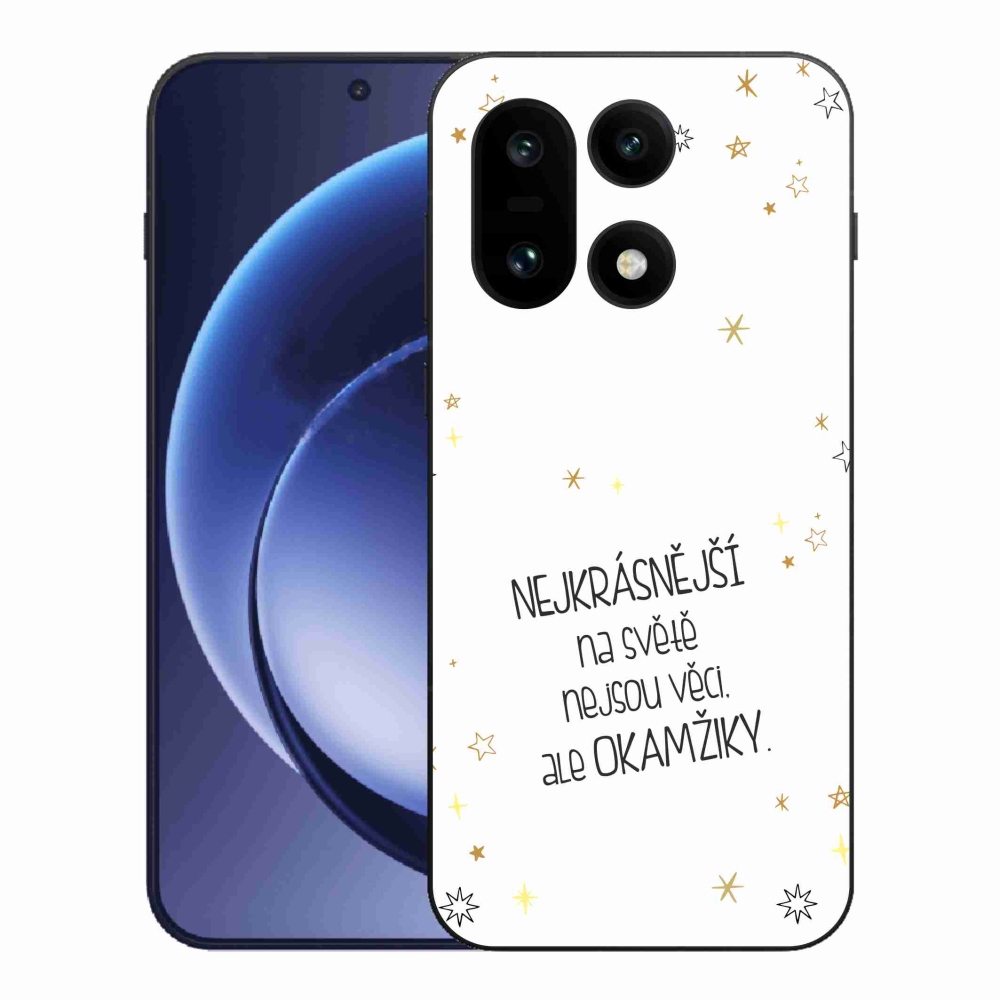 Gélový kryt mmCase na One Plus 15 - citát 4 biele pozadie